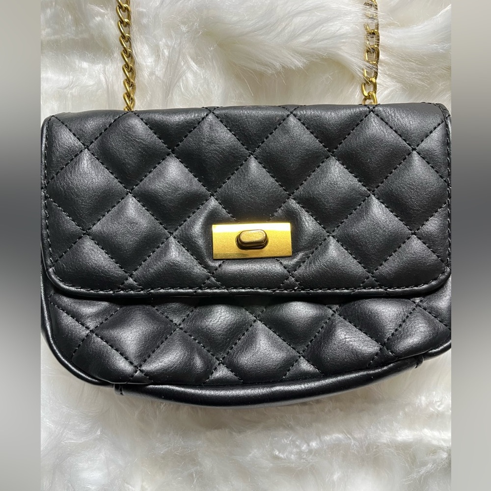 J.Crew Black Quilted Crossbody Purse